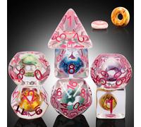 Sweet Donut DND Dice Set,DNDND 7PCS D&D Dice with Velvet Bag for Dungeons and Dragons Role Playing Games and Tabletop Games（Donut