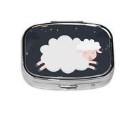 (Sweet Dream) Square Pill Box with 2 Compartment Small Pill Organizer Portable Pill Case Vitamin Containers, Travel Essentials 5.5x4x1.8 cm