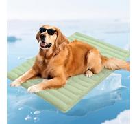 Sweet Dreamed Dog Cooling Mat, Instant Fresh-Touch, 4-Layer Breathable Design with Airy Fiber Fill, Gel-Free Self Barkley Cool Pad for Dogs & Cats, Machine Washable (Green,Medium)