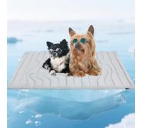 Sweet Dreamed Dog Cooling Mat, Instant Fresh-Touch, 4-Layer Breathable Design with Airy Fiber Fill, Gel-Free Self Barkley Cool Pad for Dogs & Cats, Machine Washable (Gray,X-Large)