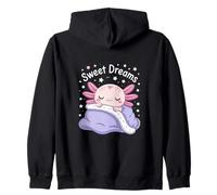 Sweet Dreams Axolotl Kawaii Sleeping Pastel Stars Zip Hoodie