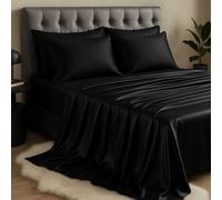 Sweet Dreams Black Pure Mulberry Silk Flat Sheet Single