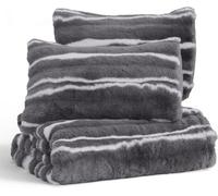 Sweet Dreams Charcoal Bubble Faux Rabbit Fur Duvet Cover And Pillowcase Set Double