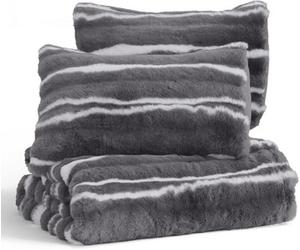 Sweet Dreams Charcoal Bubble Faux Rabbit Fur Duvet Cover And Pillowcase Set Single