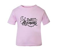 Sweet Dreams (Cloudy Night Design) [BBY4] Short Sleeve Cotton Toddler t Shirt, 1-2 Years, Pastel Pink