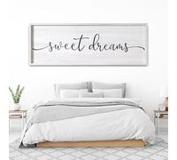 Sweet Dreams Decorative Rustic Sign & Plaque Framed Wall Art for Couples, 40''×15'' Farmhouse Wooden Horizontal Sweet Dreams Wall Decor Above Bed, Vintage Cottagecore Wedding Gift for Living Room