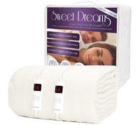 Sweet Dreams Electric Blanket King Bed Size Fleece Heated Fitted Mattress Cover in White Sweet Dreams White King