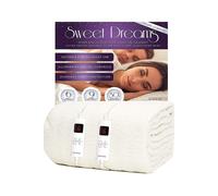 Sweet Dreams Electric Blanket Super King Bed Size Fleece Heated Fitted Bed Cover in White Sweet Dreams White Super King
