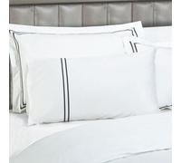 Sweet Dreams Eton Embroidered Egyptian Cotton Oxford Luxury Pillowcase Pair - Blue