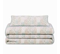 Sweet Dreams Florelle Blue Floral Patchwork Printed Embossed Duvet Cover And Pillowcase Set King