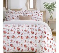 Sweet Dreams Florelle Red Delicate Floral Printed Duvet Cover And Pillowcase Set Double