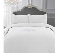 Sweet Dreams Grosvenor Scroll Embroidered Egyptian Cotton Housewife Pillowcase Pair - White