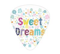 Sweet Dreams Guitar Picks 12 Pack Universal ABS Guitar Picks,Colorful Letters with Little Flowers on a Blossoming Background Slumber Party,for Acoustic and Electric Guitar