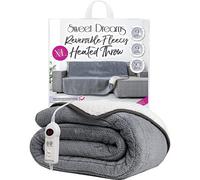 Sweet Dreams Heated Throw Electric Fleece, 9 Heat And 9 Timer Auto Shut Off - Digital Control - Machine Washable