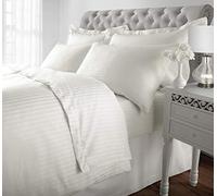 Sweet Dreams Hotel Luxury Cream 100% Rich Cotton Stripe King Size Fitted Sheet