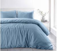 Sweet Dreams Linen Texture Blue Duvet & Pillowcase Set | Size: King Sweet Dreams Blue King