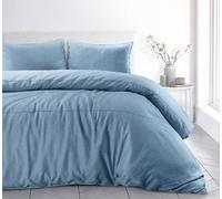 Sweet Dreams Linen Texture Design Duvet Cover Set With Pillowcases Blue