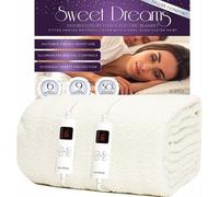Sweet Dreams Luxury Fleece Electric Blanket Double Size, Machine Washable Underblanket, Digital Control, Overheat Protection