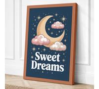 Sweet Dreams Moon Cottagecore Canvas Wall Art Print 30x20 Inch (76 x 51 cm)