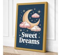 Sweet Dreams Moon Cottagecore Canvas Wall Art Print 30x20 Inch (76 x 51 cm)