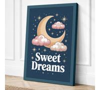 Sweet Dreams Moon Cottagecore Canvas Wall Art Print 30x20 Inch (76 x 51 cm)