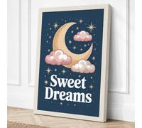 Sweet Dreams Moon Cottagecore Canvas Wall Art Print 30x20 Inch (76 x 51 cm)