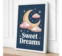 Sweet Dreams Moon Cottagecore Canvas Wall Art Print 30x20 Inch (76 x 51 cm)