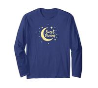 Sweet Dreams Moon Stars Long Sleeve T-Shirt, Adult Unisex, Navy, XXL