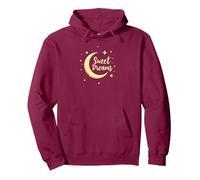 Sweet Dreams Moon Stars Pullover Hoodie, Adult Unisex, Burgundy, XL