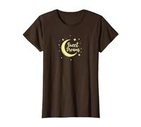 Sweet Dreams Moon Stars T-Shirt, Women, Brown, L