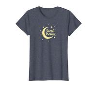 Sweet Dreams Moon Stars T-Shirt, Women, Heather Blue, XS