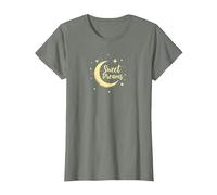 Sweet Dreams Moon Stars T-Shirt, Women, Olive Heather, XS