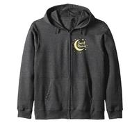 Sweet Dreams Moon Stars Zip Hoodie, Adult Unisex, Dark Heather Grey, M