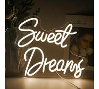 Sweet Dreams Neon Sign Warm White LED Night Wall Light Decor for Bedroom | 15" x 12.6", USB powered 5V/2A, 5-level adjustable brightness, bedroom, dorm room, hotel, apartment, dormitory,spa,party