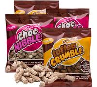 Sweet Dreams Nibbles Chocolate and Caramel Box, 4x150 g - Choc & Toffee Crumble Party Bag Treats, Sweet Mix for Family, Adults & Kids, Office - Icing Sugar & Cocoa Milk Chocolate Nobby Nibble Set