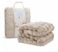 Sweet Dreams Rabbit Faux Fur Fluffy Jumbo Chunky Plush Sherpa Throw Blanket Reversible Fuzzy Warm Cozy for Bed Sofa Couch Home Decor (Beige, 200 x 240cms)