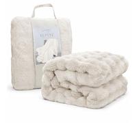 Sweet Dreams Rabbit Faux Fur Fluffy Jumbo Chunky Plush Sherpa Throw Blanket Reversible Fuzzy Warm Cozy for Bed Sofa Couch Home Decor (Ivory Cream, 150 x 200cms)