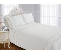 Sweet Dreams Romantic Ruffle White Linen Duvet & Pillowcase Set | Size: King Sweet Dreams White King