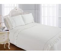 Sweet Dreams Romantic Ruffle White Linen Duvet & Pillowcase Set | Size: King Sweet Dreams White King