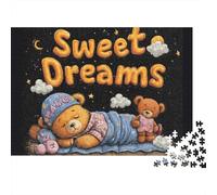 Sweet Dreams Teddy Bear Jigsaw Puzzles Puzzle for Adults Kids. 1000 Piece Whimsical Challenge Toy Educational Games Home Decoration for Educational Games Gifts 38x26cm/1000pcs