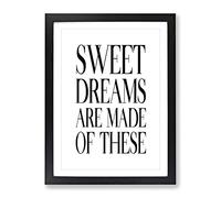 Sweet Dreams Typography Quote Framed Wall Art Print, Ready to Hang Picture for Living Room Bedroom Home Office Décor, Black A3 (34 x 46 cm)