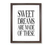 Sweet Dreams Typography Quote Framed Wall Art Print, Ready to Hang Picture for Living Room Bedroom Home Office Décor, Walnut A3 (34 x 46 cm)