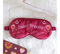 Sweet Dreams Velvet Sleep Mask - Cozy Red Eye Mask With Heart & Moon Design