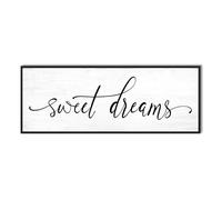Sweet Dreams Wall Decor Above Bed: 32''×12'' Large Framed Bedroom Canvas Wall Art,Farmhouse Sweet Dreams Sign For Master Bedroom Guest Room Black Hanging Decorative Wall Sign