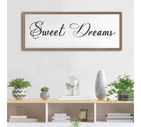 Sweet Dreams Wall Decor Above Bed 32''×12'' Master Bedroom Large Sweet Dreams Sign Guest Room Wood Rustic Farmhouse Framed Wall Art Decoration (Wood)