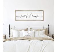 Sweet Dreams Wall Decor Above Bed Large 41''×15'' Farmhouse Wall Decor for Bedroom Guest Room Decor Framed Wood Wall Art Rustic Master Bedroom Wall Decoration 01 (brown frame)