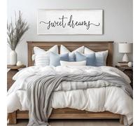 Sweet Dreams Wall Decor Above Bed Sign 32''×12'' Large Wood Framed Master Bedroom Guest Room Sweet Dreams Signs Farmhouse Rustic Wall Art Decoration (White)