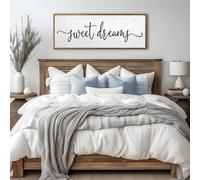 Sweet Dreams Wall Decor Above Bed Sign 32''×12'' Large Wood Framed Master Bedroom Guest Room Sweet Dreams Signs Farmhouse Rustic Wall Art Decoration (Wood)
