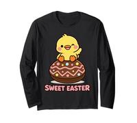 Sweet Easter Kawaii Chick Chocolate Egg Cute Spring Cartoon Long Sleeve T-Shirt
