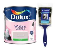 Sweet Embrace Walls & Ceilings Silk Emulsion Paint 2.5L + 3" Emulsion Paint Brush - Smooth Washable Silk Finish, Quick Dry, Low-VOC, Easy Application for Interior Walls & Ceilings